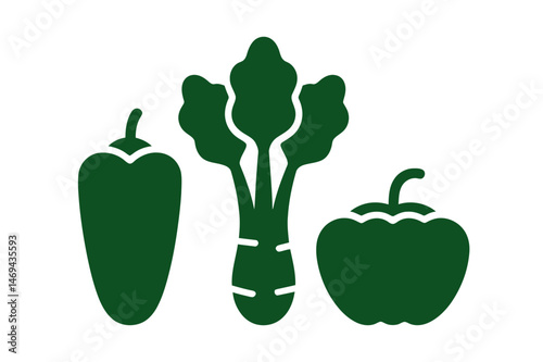Fresh green vegetables peppers and celery design