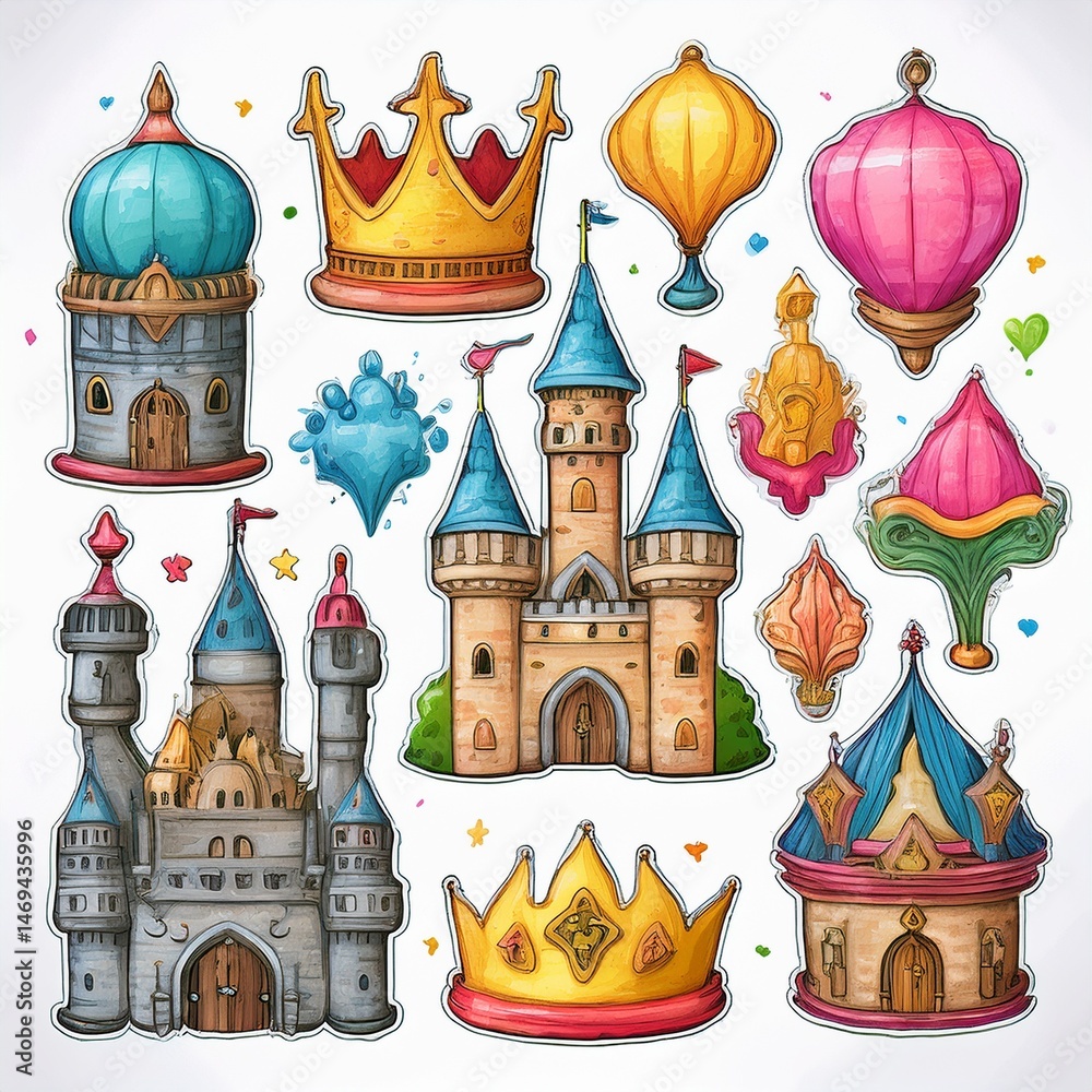 set seamless pattern with castle
