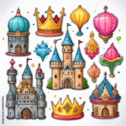 Obraz na płótnie set seamless pattern with castle w salonie