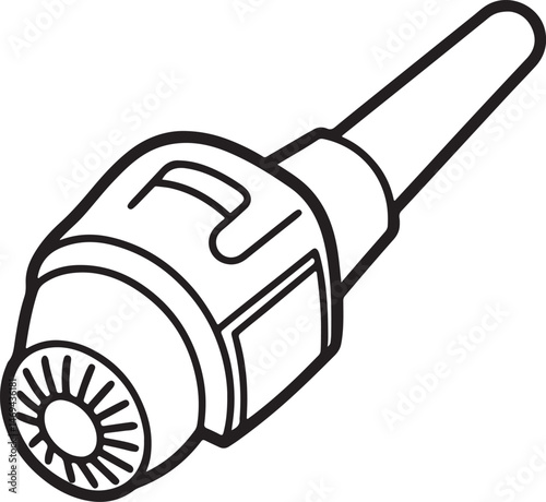 leaf blower dirty line art, black outline, vector and illustration, coloring book page line art drawing