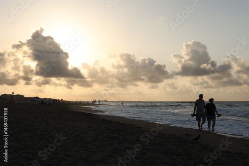 Fototapeta Naklejka Na Ścianę i Meble -  A wonderful view of the evening sunset in Karasu district, which is on the Black Sea coast of Sakarya province in Türkiye