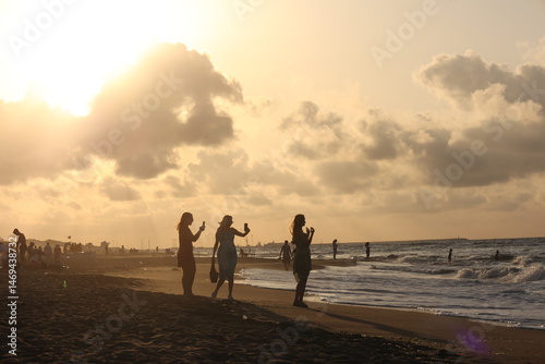 Fototapeta Naklejka Na Ścianę i Meble -  A wonderful view of the evening sunset in Karasu district, which is on the Black Sea coast of Sakarya province in Türkiye