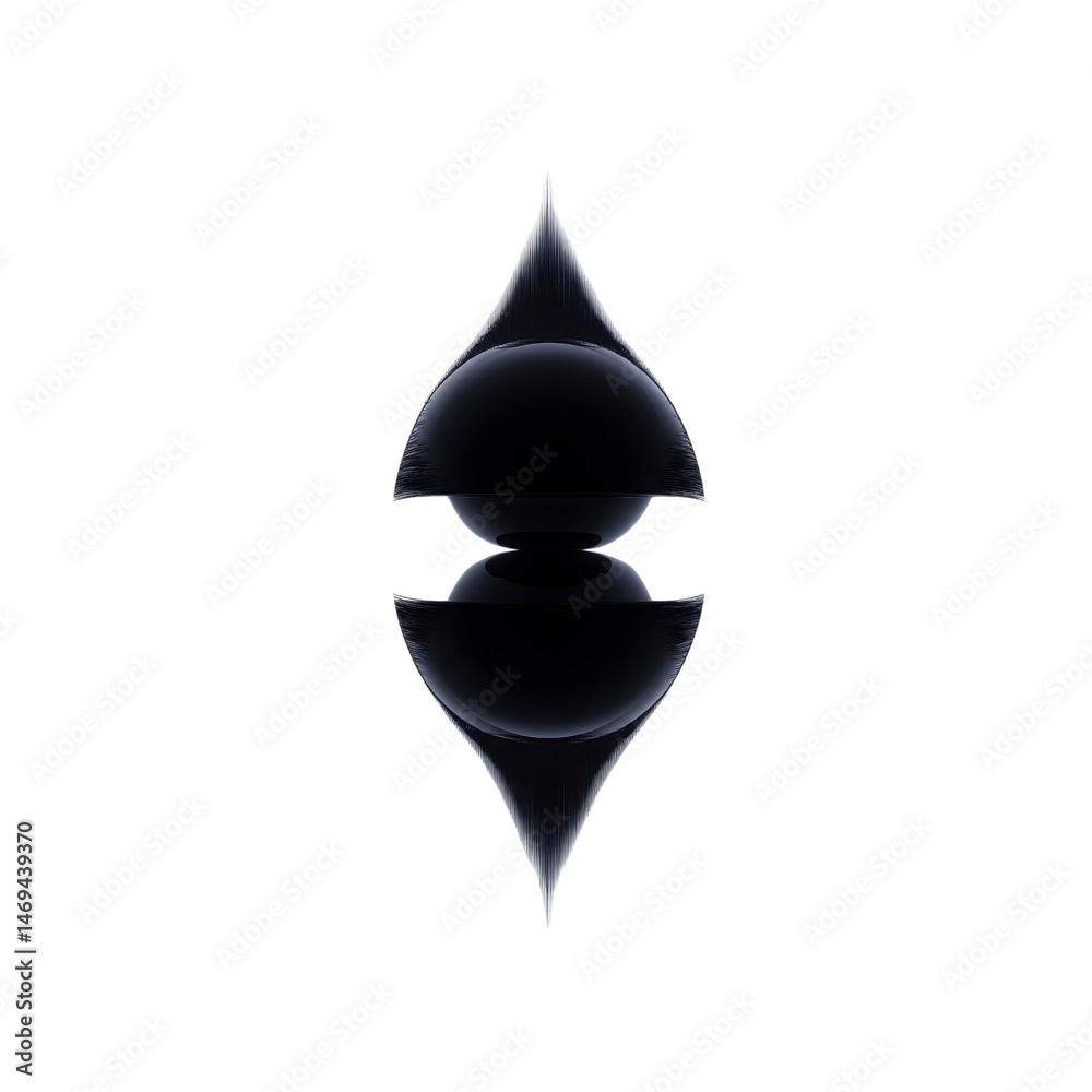 Fototapeta premium Abstract Dark Teardrop Form Digital Art, 3D Render, Symmetrical Design