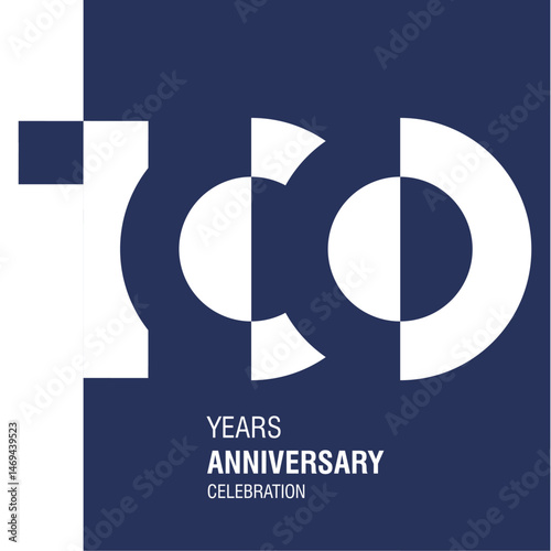 Anniversary logo design. Modern negative space set of numbers. 100 years blue white vector illustration