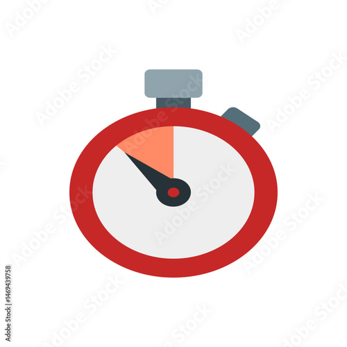Illustration of a red and white stopwatch with a black hand pointing to the orange section, timekeeping tool