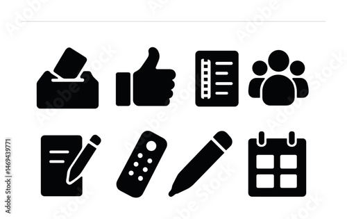 Feedback and voting icons set – solid, filled, evaluation and opinion graphics