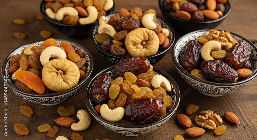 Obraz premium Variety of nuts and dried fruits