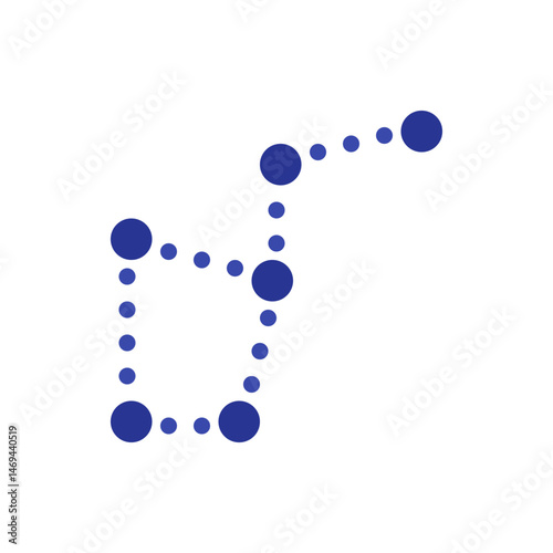 A blue dot connection forming a partial square shape with an extension on the top right corner design