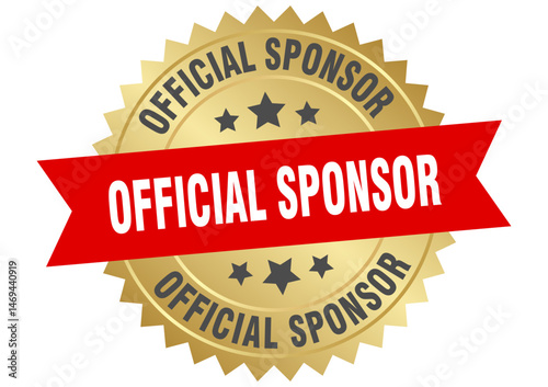 official sponsor. official sponsor round red and gold label isolated on transparent background
