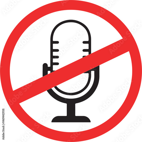 no mic sign forbidden on a white background