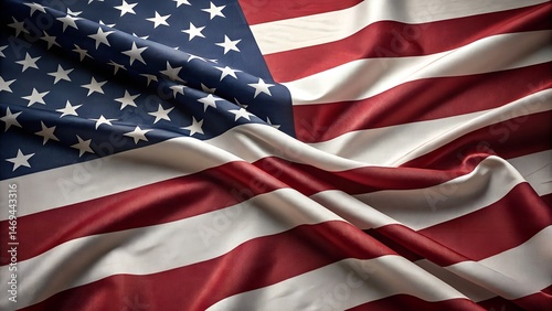 US Flag, with Waving Fabric Texture Close up full background