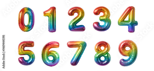 0-9 Numbers with Multicolored Balloons