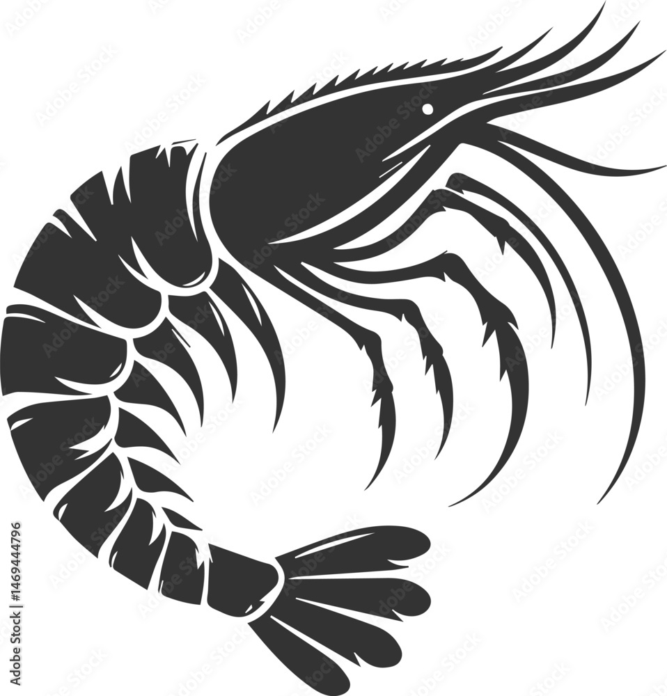 Naklejka premium Vector silhouette of a shrimp