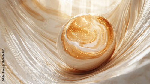 close up of a cream on a white background