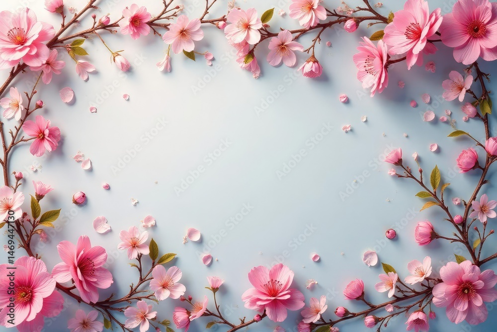 Naklejka premium Delicate small blooms, repeating vine pattern, petal, art, summer