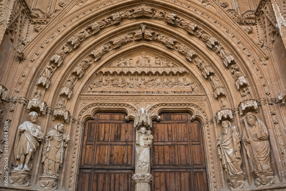 Beautiful facade of the Cathedral of Santa Maria of Palma in Palma de Mallorca, Balearic Islands, Spain.