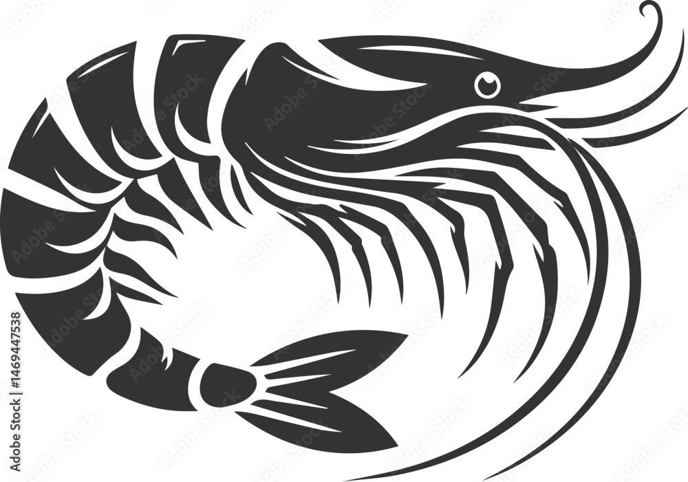 Obraz premium Vector silhouette of a shrimp 