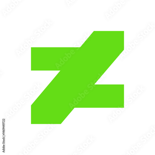 Illustration of a bright green deviantart logo with sharp edges on a white background in a simple design style