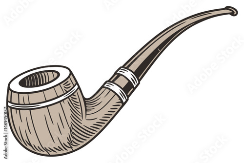 26 wooden smoking pipe, classic design, polished finish, tobacco pipe, accessory, smoking equipment, handcrafted, artisanal