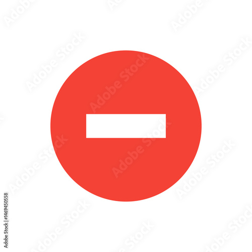A red circle with a white horizontal rectangle in the middle indicating a stop or restriction symbol sign