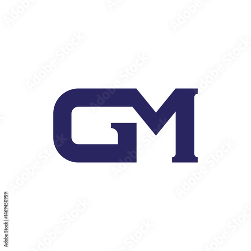 Stylized GM or MG monogram logo in a bold dark blue color, combining sharp angles and smooth curves for a modern yet professional appearance. Ideal for corporate identity or personal branding use.