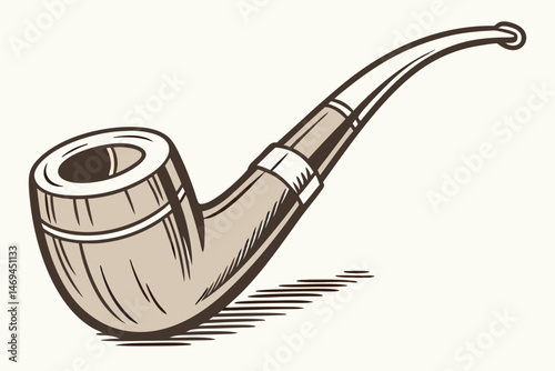 Adobe Illust26 wooden smoking pipe, classic design, polished finish, tobacco pipe, accessory, smoking equipment, handcrafted, artisanalrator Artwork