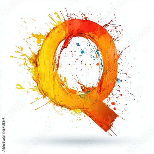 Colorful splash art featuring a vibrant letter Q, ideal for creative projects and designs