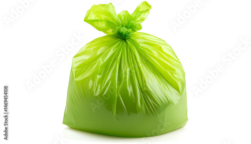 Obraz na płótnie Green plastic garbage bag isolated on white w salonie