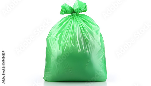 Obraz na płótnie Green plastic garbage bag isolated on white w salonie