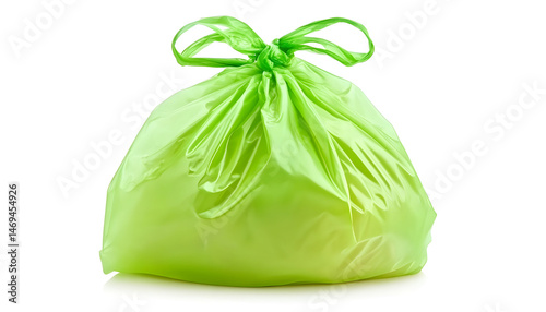 Obraz na płótnie Green plastic garbage bag isolated on white w salonie