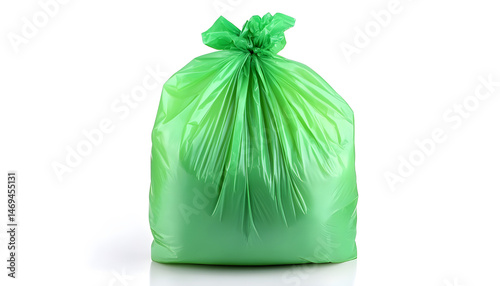Obraz na płótnie Green plastic garbage bag isolated on white w salonie