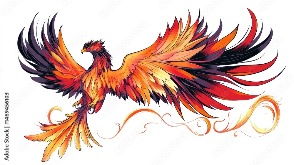 Obraz premium Fiery Phoenix in Flight