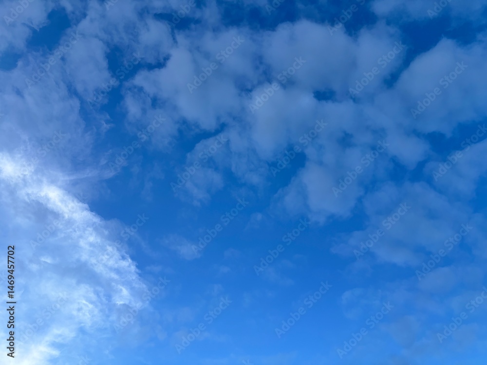 Fototapeta premium bright blue sky background with beautiful white clouds, clear sky in the afternoon