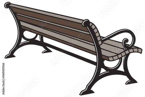 30 a park bench made of dark brown wood and black metal, simple and modern design, classic, minimalist, clean lines, high contrast, photorealistic