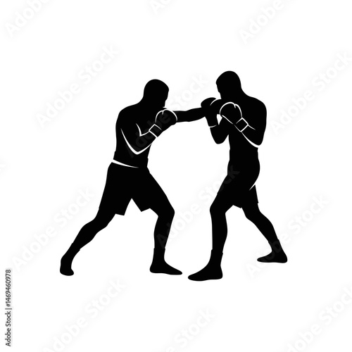 Agile Boxer Silhouette Executing a Defensive Slip Maneuver to Skillfully Avoid an Attack