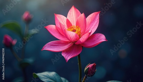 Abstract shapes forming late-blooming flower, intricate details, late-season, vibrant