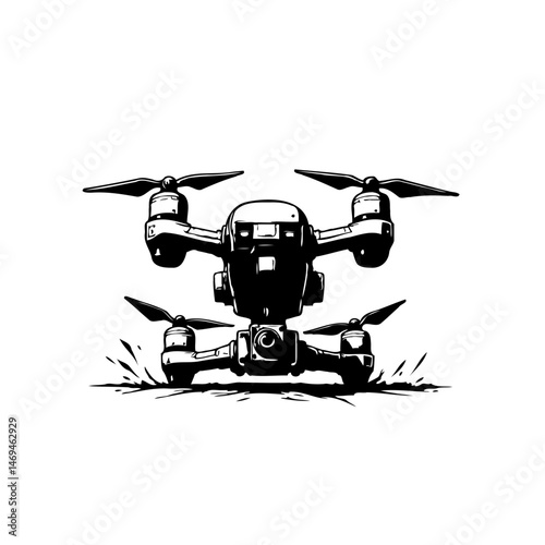 Monochrome representation of a contemporary unmanned aerial vehicle illustration