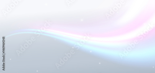 Blue and pink curved ray on grey background. Technology futuristic data ditigal concept. photo