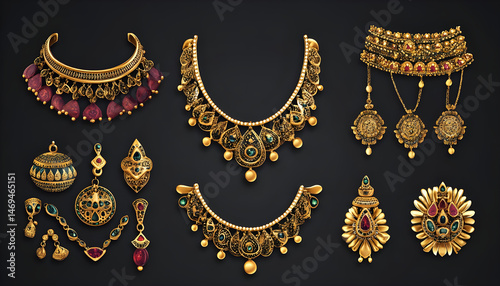 Obraz na płótnie traditional Luxury Style gold jewellery ornaments w salonie