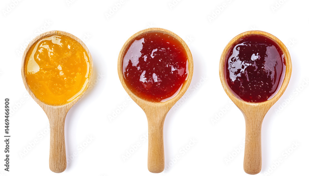 Tasty sweet jam isolated on white, top view