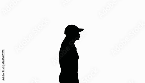 Silhouette of a girl standing with cap on white background, self-expression
