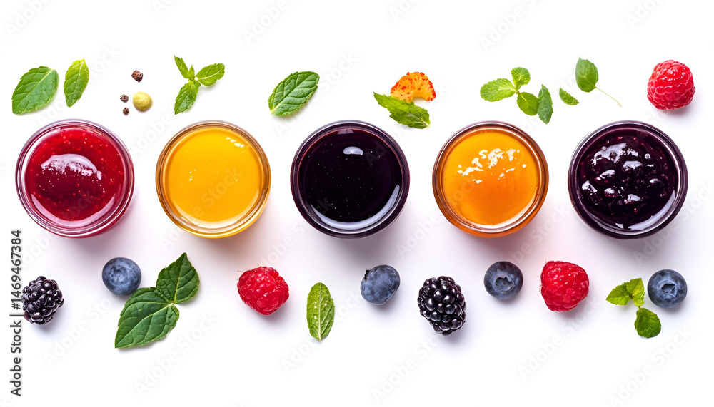 Tasty sweet jam isolated on white, top view