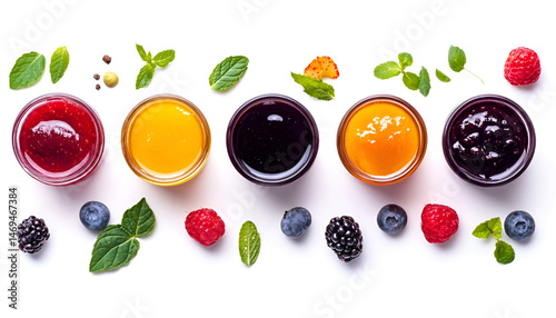 Obraz na płótnie Tasty sweet jam isolated on white, top view w salonie
