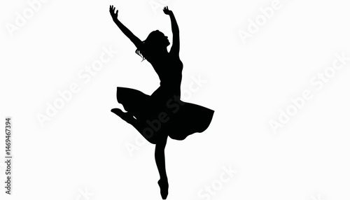 Graceful female dancer leaping in silhouette, elegance and movement