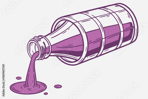 32 photo of a glass bottle with purple liquid, realistic, high-quality, detailed, 3D, studio lighting, product photography