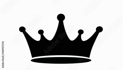 Minimalistic black crown silhouette on white background, royalty concept