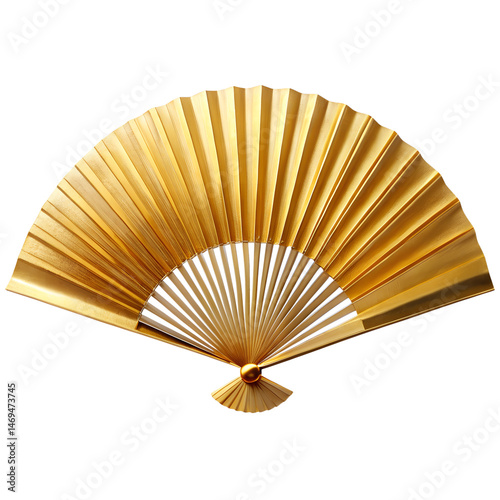 traditional chinese fan isolated on white background. Transparent PNG file type available .
