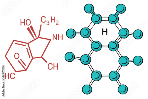 36 molecular structure, chemical diagram, chemical formula, 3D model, hexane molecule, molecular bonds, atomic structure, scientific illustration, blue and teal, glossy, rendered, detailed