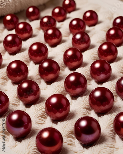 red pearls, wedding decoration, elegant pearls, romantic decor, red beads, bridal accessories, wedding centerpiece, red accents, luxury wedding, pearl strings, red wedding theme, festive decor, pearl 