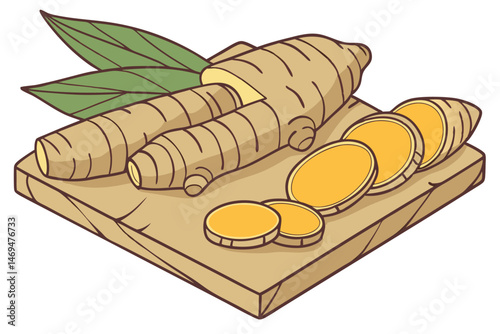 38 ginger, root, turmeric, sliced, fresh, healthy, botanical, organic, natural, food, still life